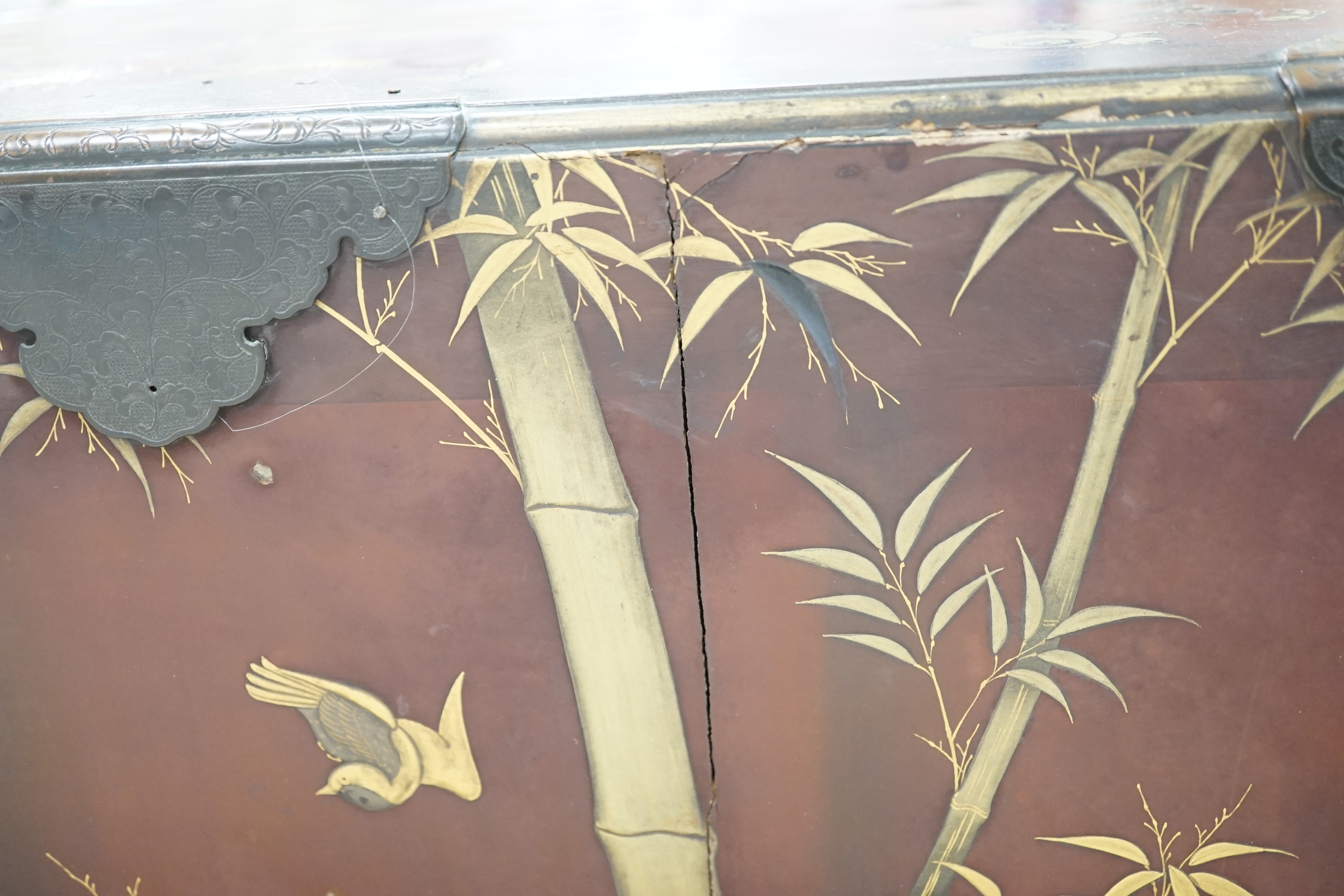 A Japanese Meiji period lacquered table cabinet, Meiji period, overall 60cm wide, 36cm deep, 104cm high